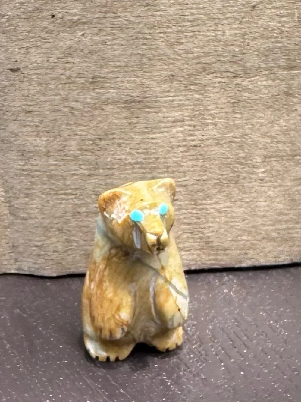Handcrafted Yellow Stone Bear Figurine for Small Pets Decor - Picture 1 of 4